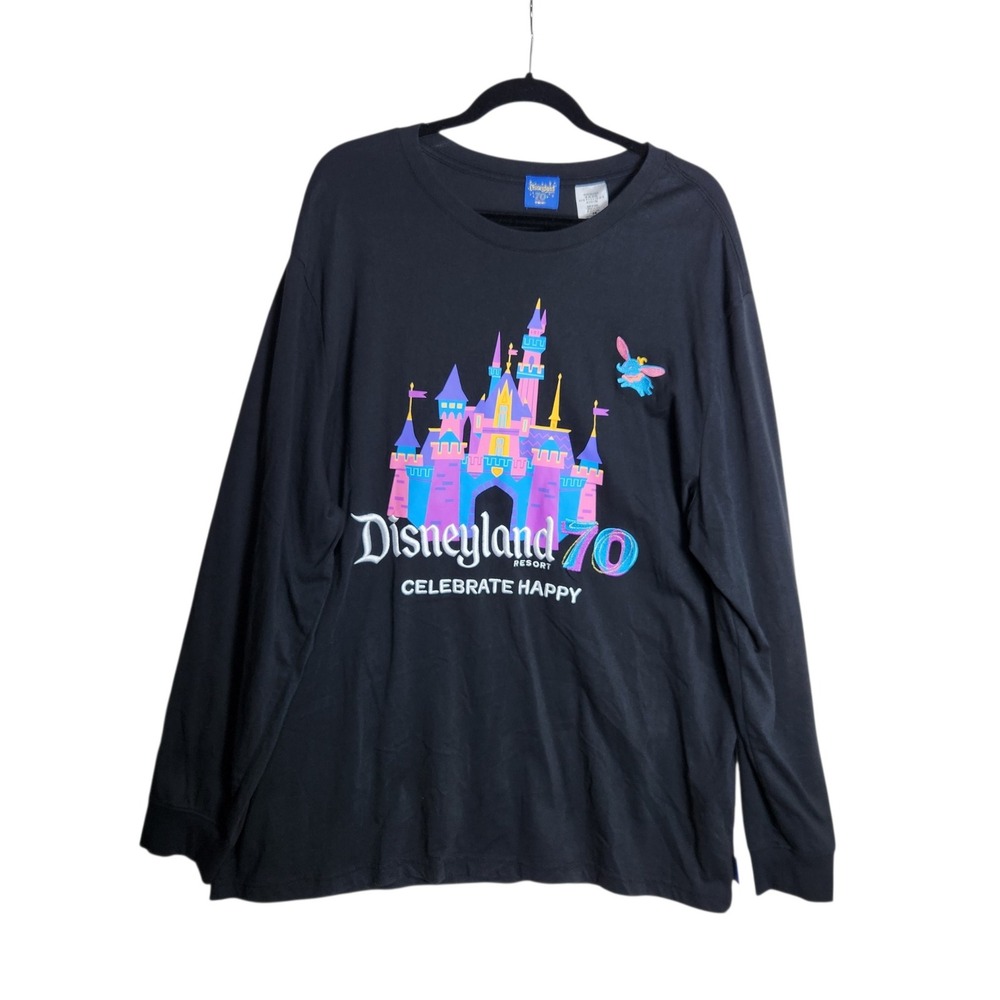 Disneyland Resort 70th Anniversary Long Sleeve Graphic Tee Black XXL Dumbo